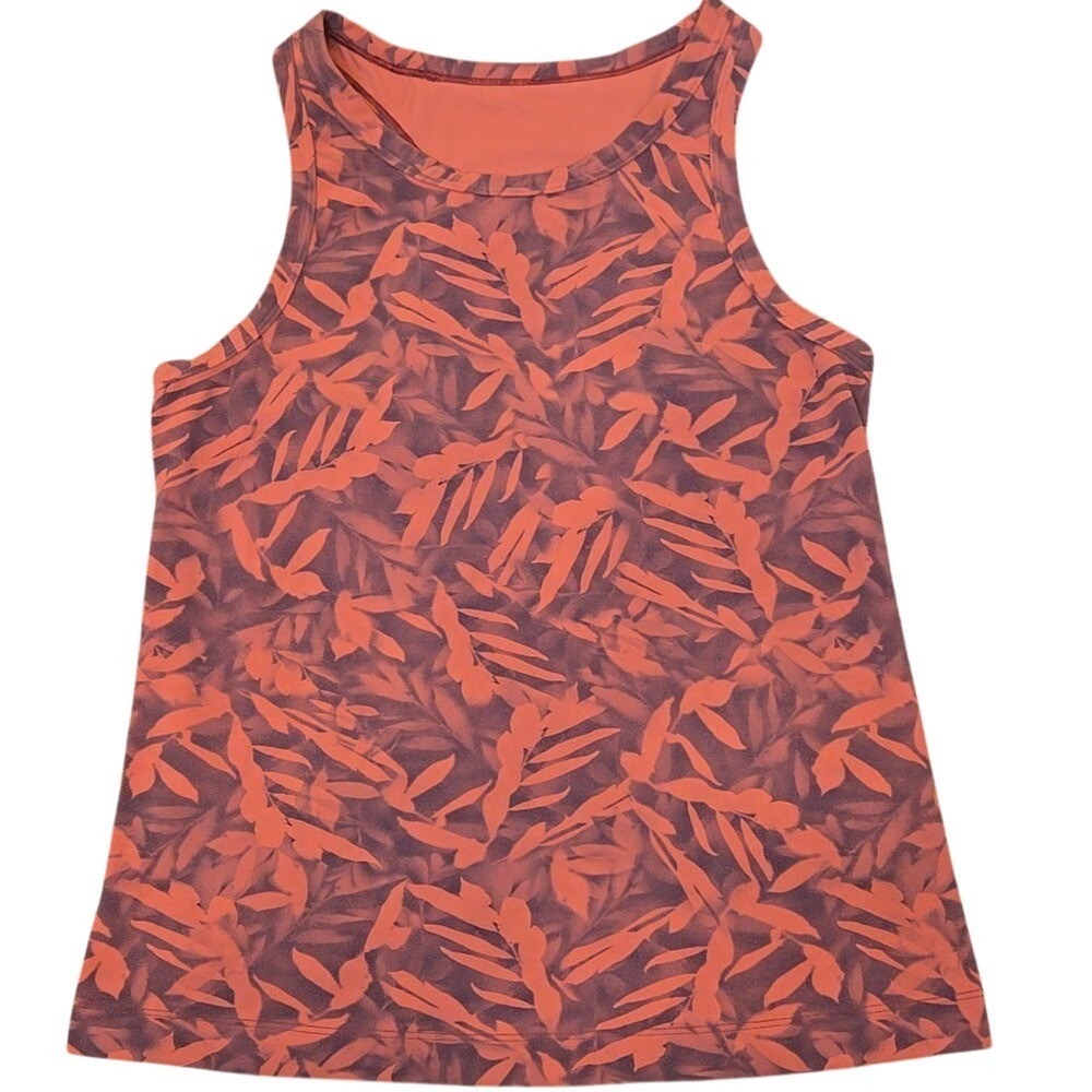 Lululemon Cool Racerback Tank Top Red Leaf Print Yoga Running Athletic Small